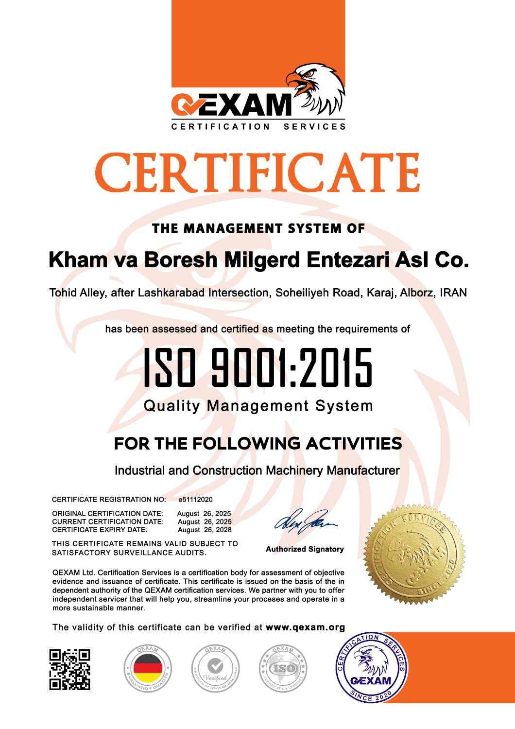 ISO 9001 Certificate